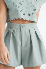SHANNA EMBROIDERY CROP TOP AND SHORTS SET