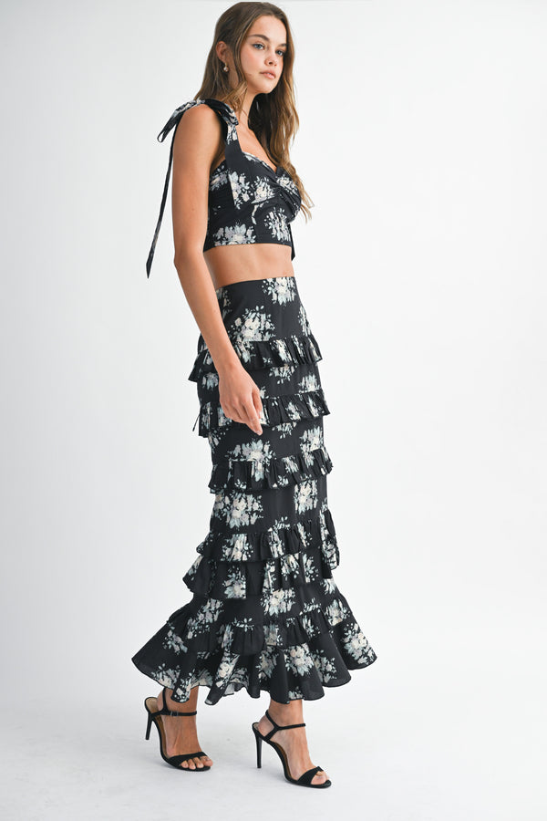 EMELY TUBE TOP RUFFLE SKIRT SET