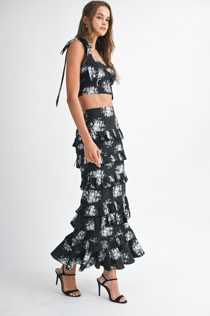 EMELY TUBE TOP RUFFLE SKIRT SET