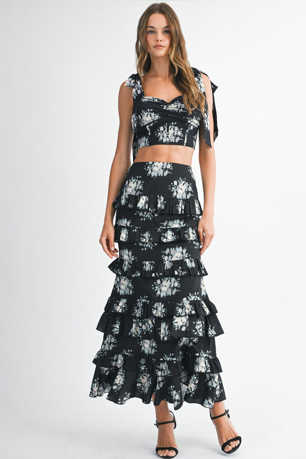 EMELY TUBE TOP RUFFLE SKIRT SET