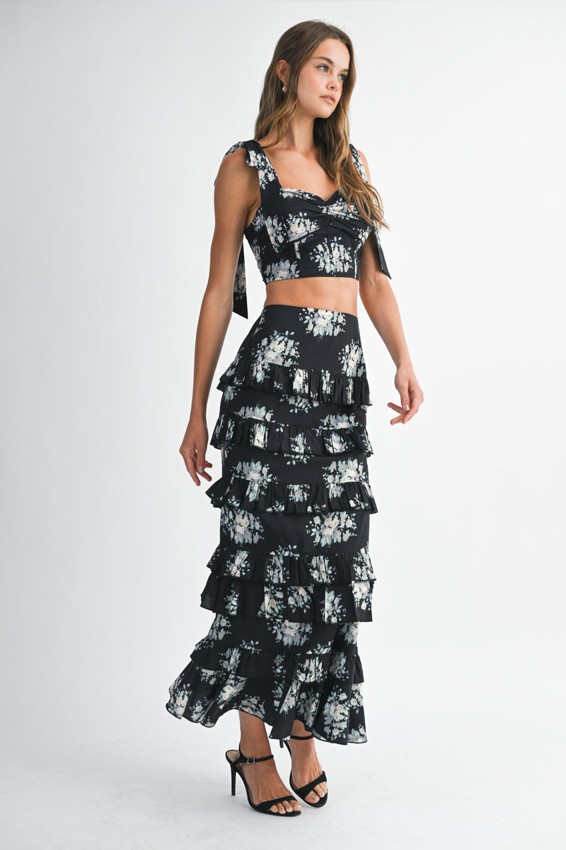 EMELY TUBE TOP RUFFLE SKIRT SET