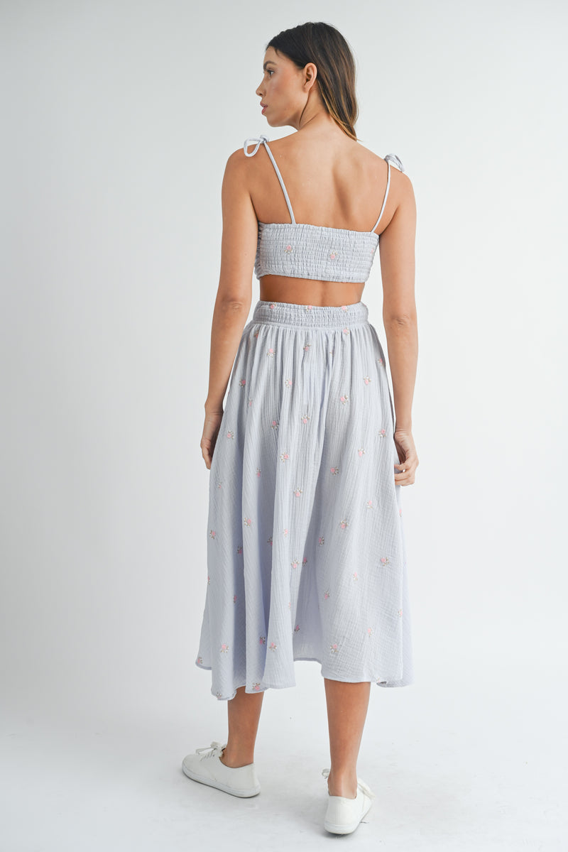 JULIET HEART SHAPE CROP TOP AND MIDI SKIRT SET