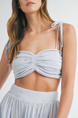 JULIET HEART SHAPE CROP TOP AND MIDI SKIRT SET