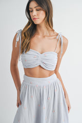 JULIET HEART SHAPE CROP TOP AND MIDI SKIRT SET