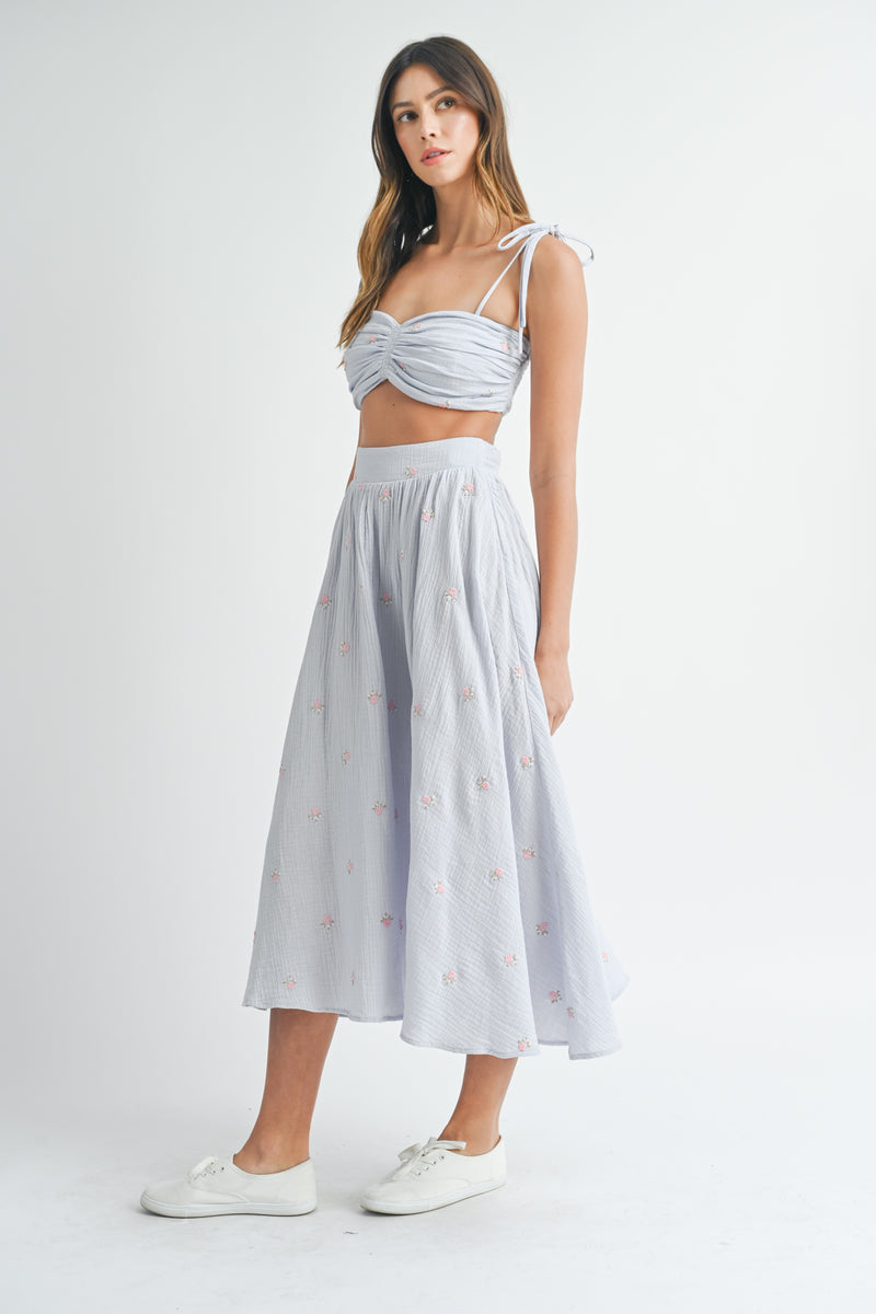 JULIET HEART SHAPE CROP TOP AND MIDI SKIRT SET