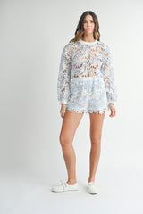 HEINA LACE PULLOVER AND SHORTS SET