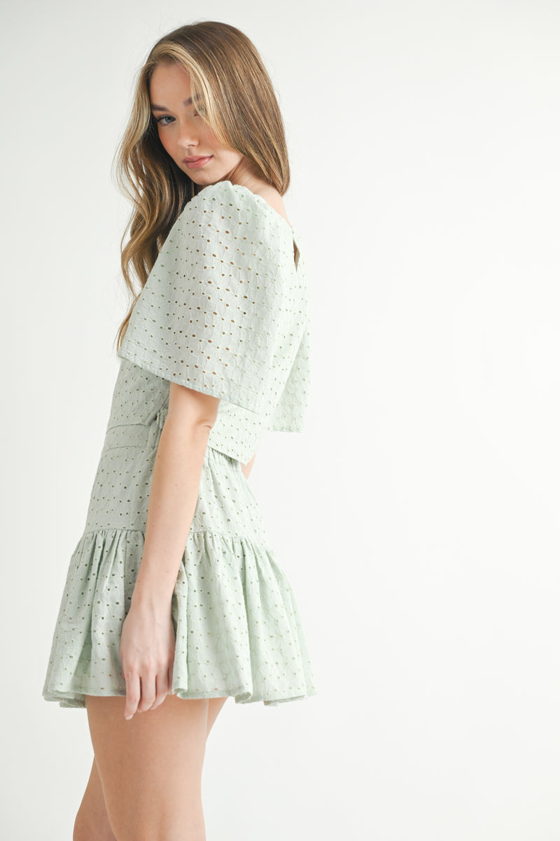 ULRICA EYELET CROP TOP AND SKIRT SET