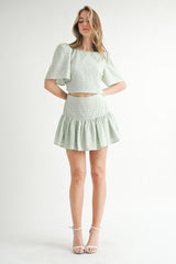 ULRICA EYELET CROP TOP AND SKIRT SET
