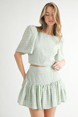 ULRICA EYELET CROP TOP AND SKIRT SET