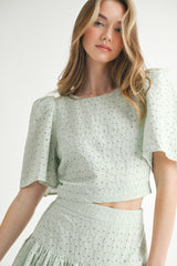 ULRICA EYELET CROP TOP AND SKIRT SET