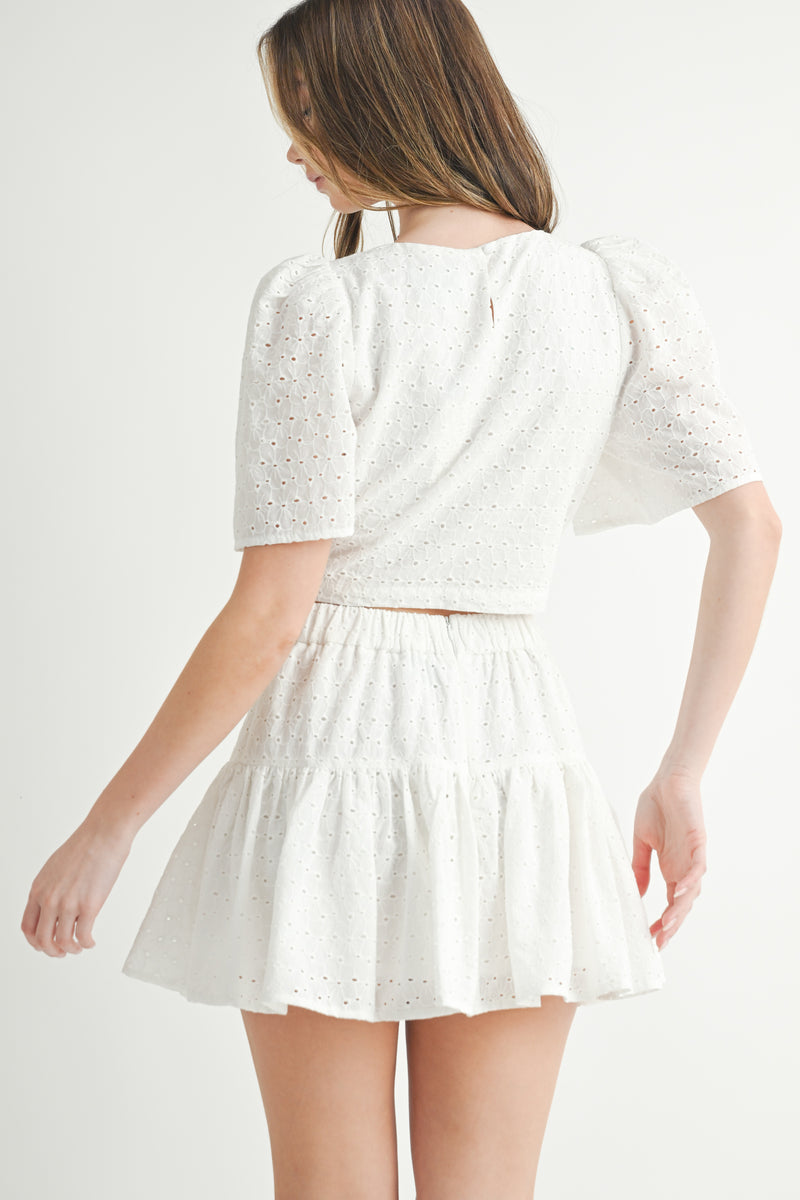 ULRICA EYELET CROP TOP AND SKIRT SET