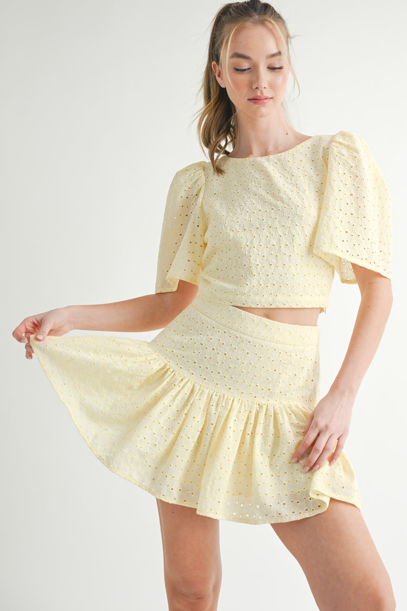 ULRICA EYELET CROP TOP AND SKIRT SET