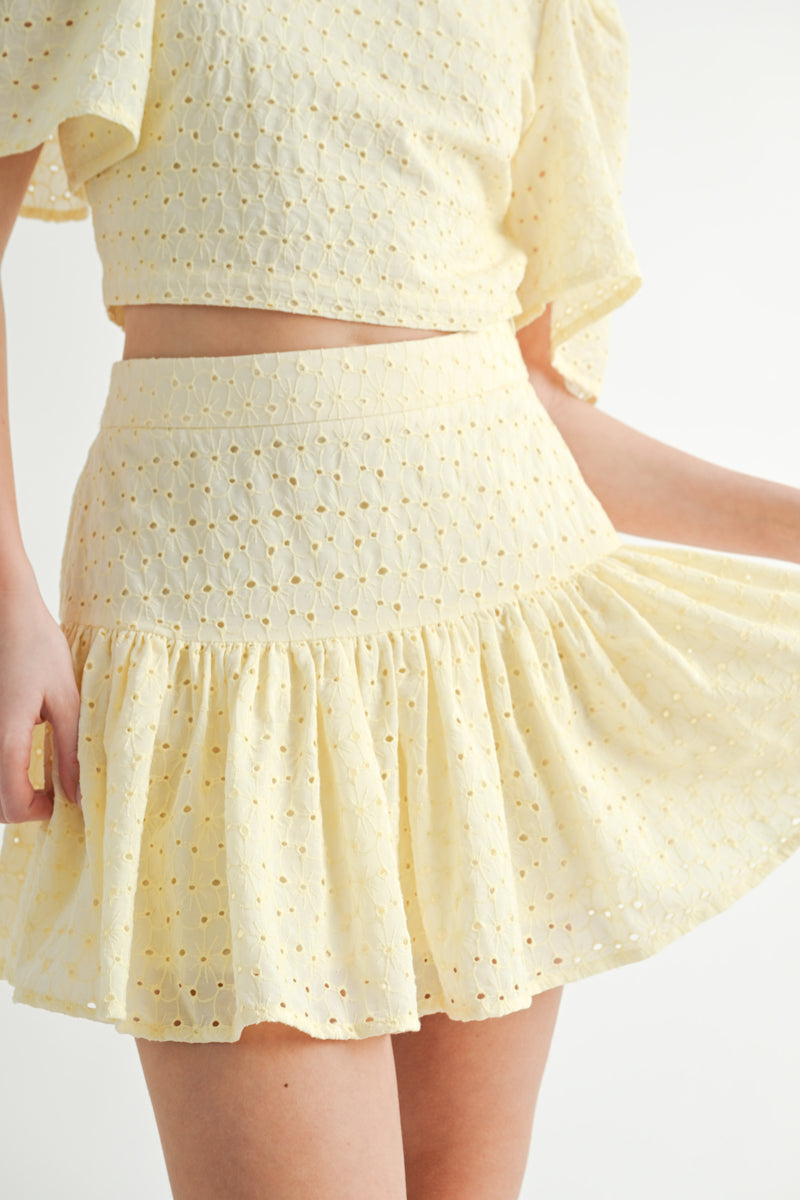 ULRICA EYELET CROP TOP AND SKIRT SET