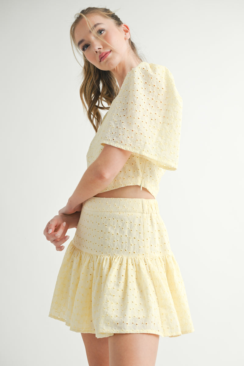 ULRICA EYELET CROP TOP AND SKIRT SET