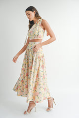 JOYCE BOW TIED CROP TOP AND MIDI SKIRT SET