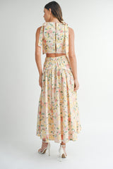 JOYCE BOW TIED CROP TOP AND MIDI SKIRT SET