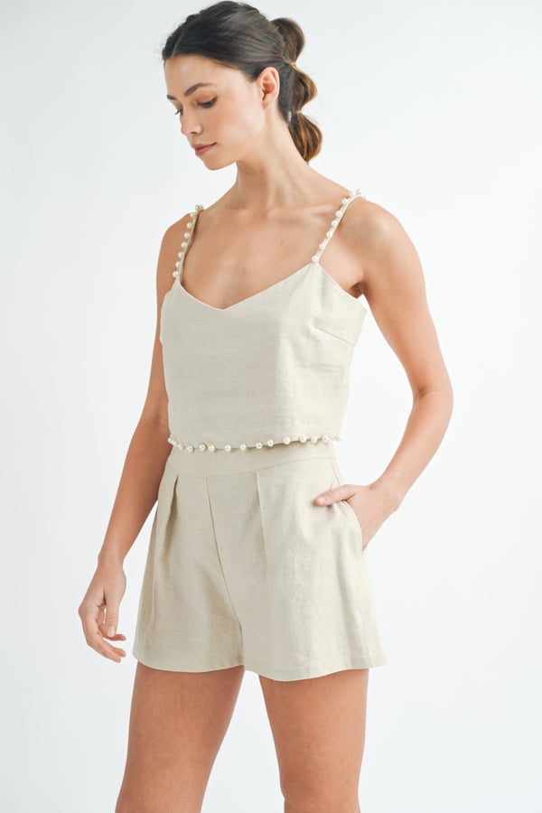 CLEO PEARL TRIM CAMI TOP AND SHORTS SET