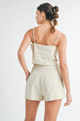 CLEO PEARL TRIM CAMI TOP AND SHORTS SET
