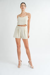 CLEO PEARL TRIM CAMI TOP AND SHORTS SET