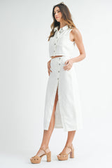 AVIANA DENIM TANK SHIRTS AND SKIRT SET