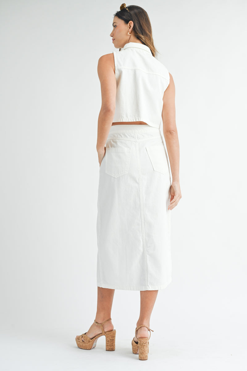 AVIANA DENIM TANK SHIRTS AND SKIRT SET