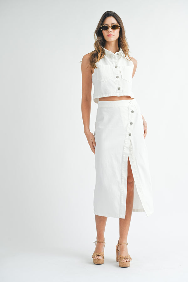 AVIANA DENIM TANK SHIRTS AND SKIRT SET