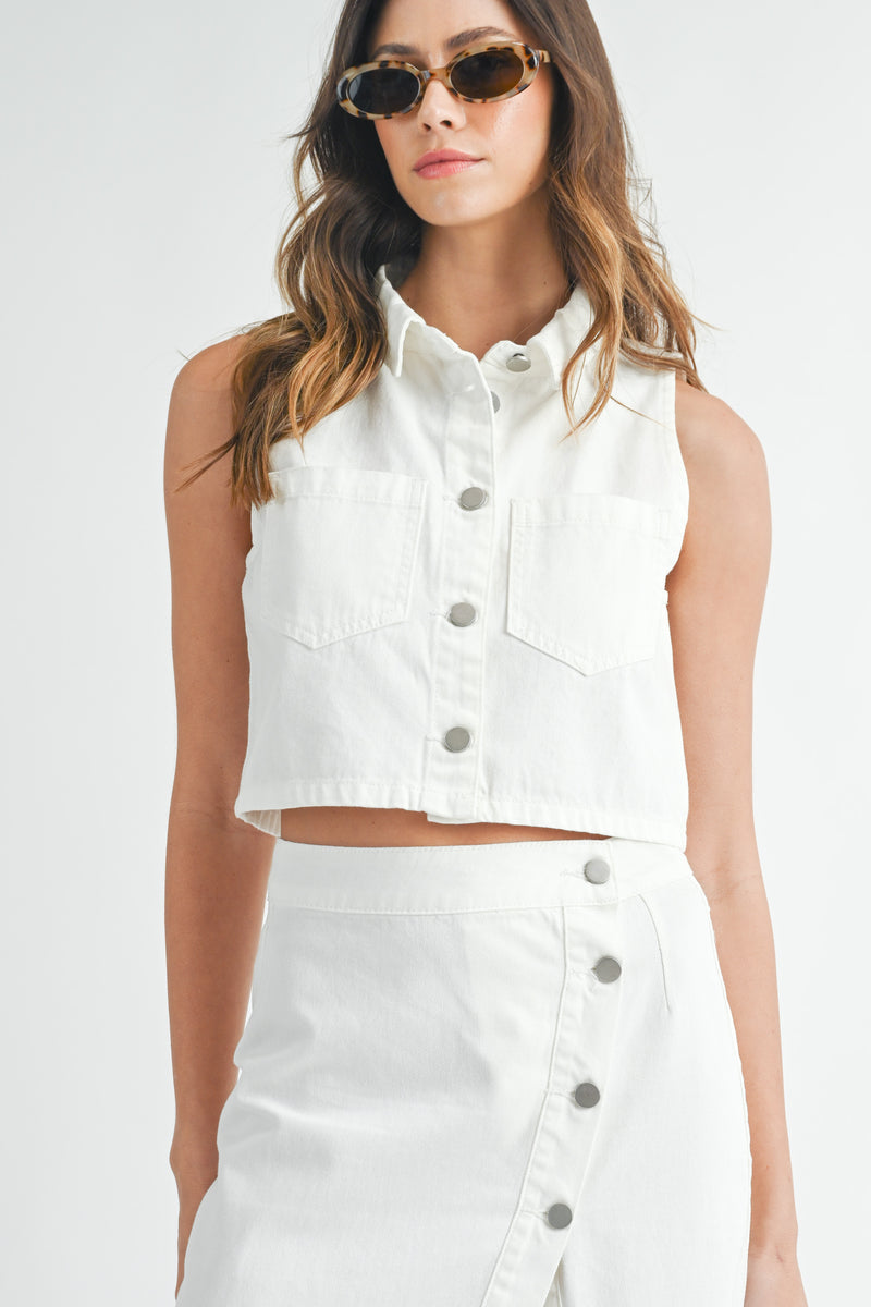 AVIANA DENIM TANK SHIRTS AND SKIRT SET