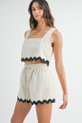 ROMINA RICKRACK CROP TOP AND SHORTS SET