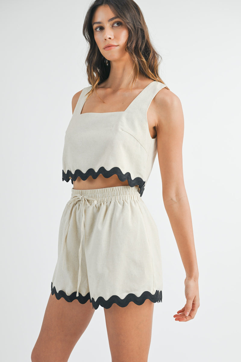 ROMINA RICKRACK CROP TOP AND SHORTS SET