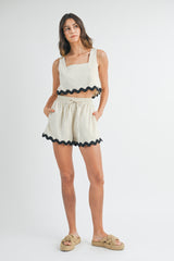 ROMINA RICKRACK CROP TOP AND SHORTS SET