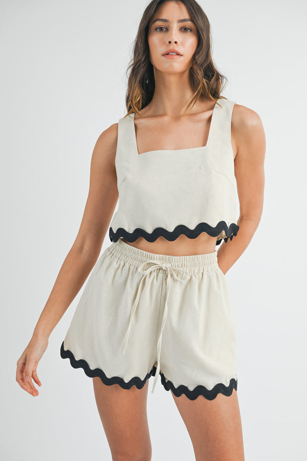 ROMINA RICKRACK CROP TOP AND SHORTS SET