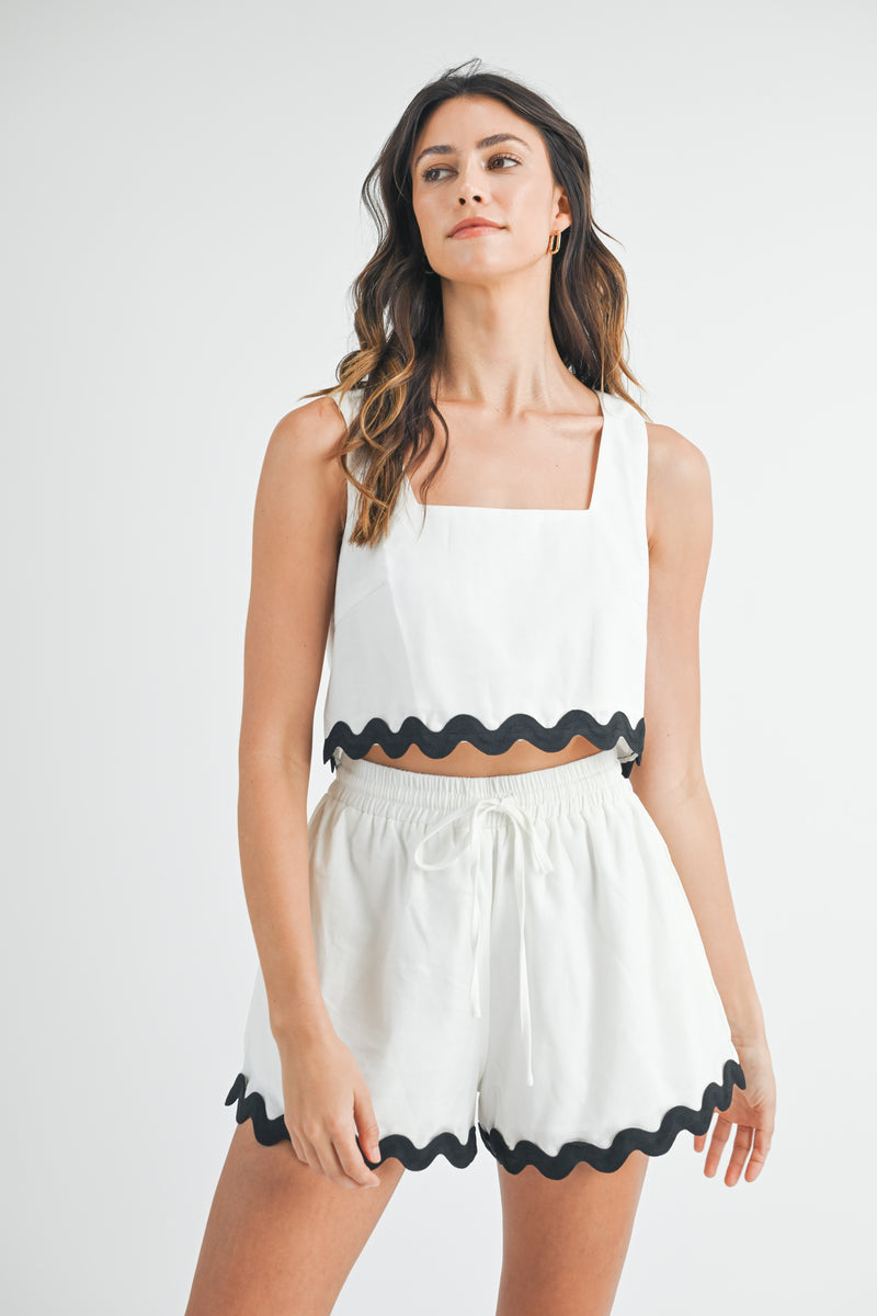 ROMINA RICKRACK CROP TOP AND SHORTS SET