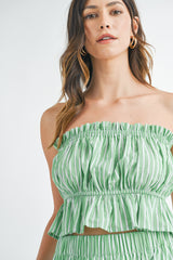 STRIPE TUBE TOP AND SHORTS SET