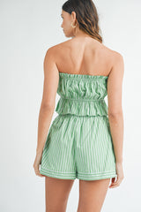 STRIPE TUBE TOP AND SHORTS SET