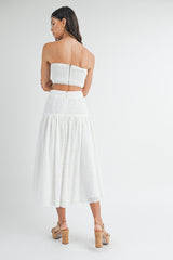 SHAY EYELET LACE CROP TOP AND MIDI SKIRT SET
