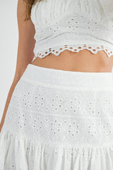 SHAY EYELET LACE CROP TOP AND MIDI SKIRT SET