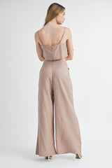 VERONICA CAMI CROP TOP AND WIDE LEG PANTS SET