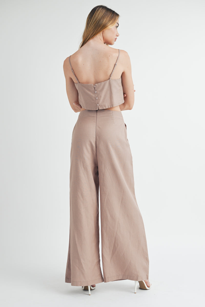 VERONICA CAMI CROP TOP AND WIDE LEG PANTS SET