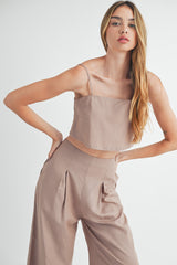 VERONICA CAMI CROP TOP AND WIDE LEG PANTS SET