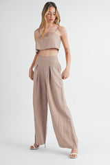 VERONICA CAMI CROP TOP AND WIDE LEG PANTS SET