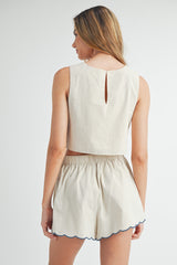 AMY EMBROIDERED CROP TOP AND SHORTS SET