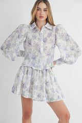 ROBERTA FLORAL BLOUSE AND SMOCKED SKIRT SET