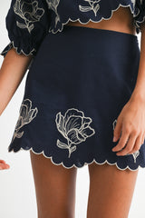 CLAIRE EMBROIDERED CROP TOP AND MINI SKIRT SET