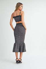 ANA SMOCKED RUFFLE TUBE TOP AND MIDI SKIRT SET