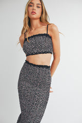 ANA SMOCKED RUFFLE TUBE TOP AND MIDI SKIRT SET
