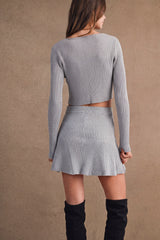 ALIZA BOW TIED KNIT CARDIGAN AND MINI SKIRT