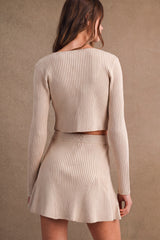 ALIZA BOW TIED KNIT CARDIGAN AND MINI SKIRT