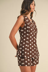STEFFI POLKA DOT LINEN VEST AND SHORTS SET