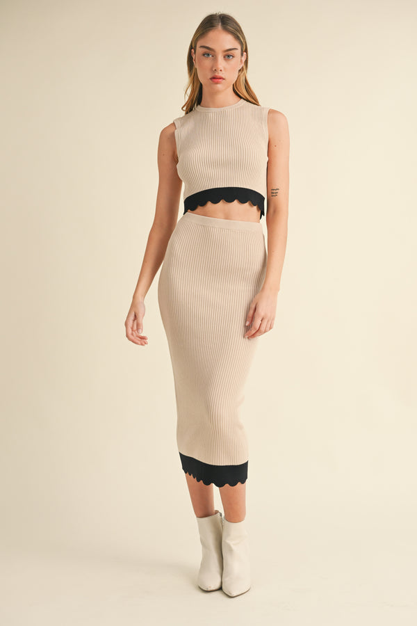NEVAEH SCALLOPED TANK TOP AND SKIRT SET