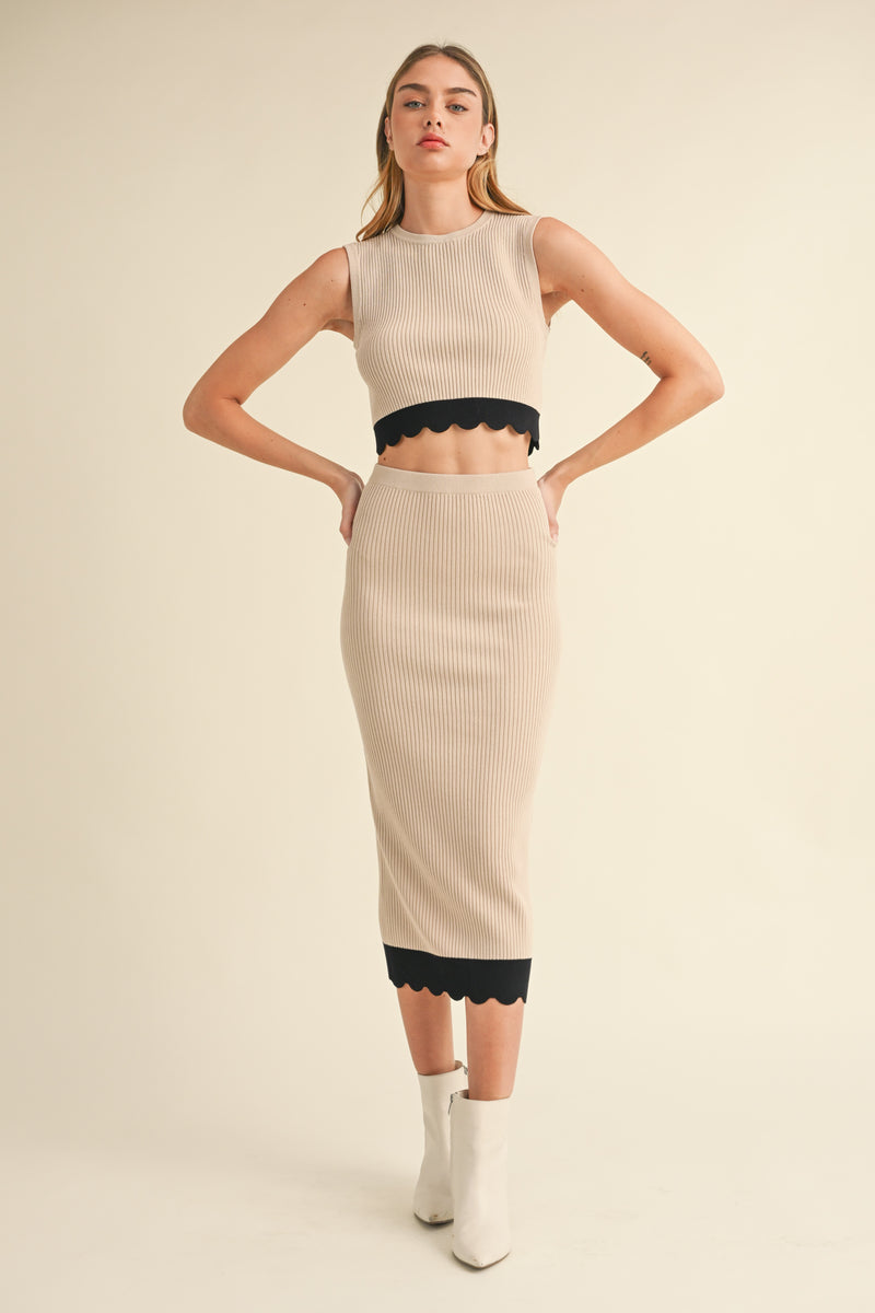 NEVAEH SCALLOPED TANK TOP AND SKIRT SET